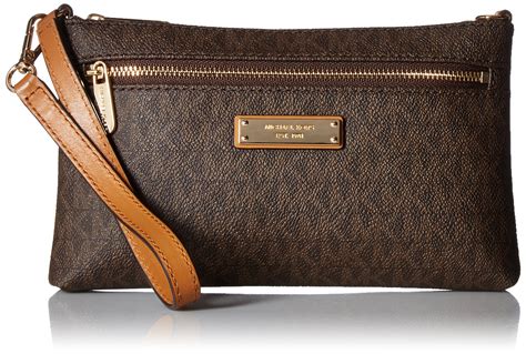 michael kors jet set signature large wristlet brown|jet set leather signature.